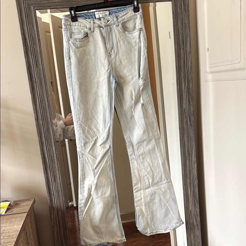 Blue Flare Wide Leg Jeans Classic Style